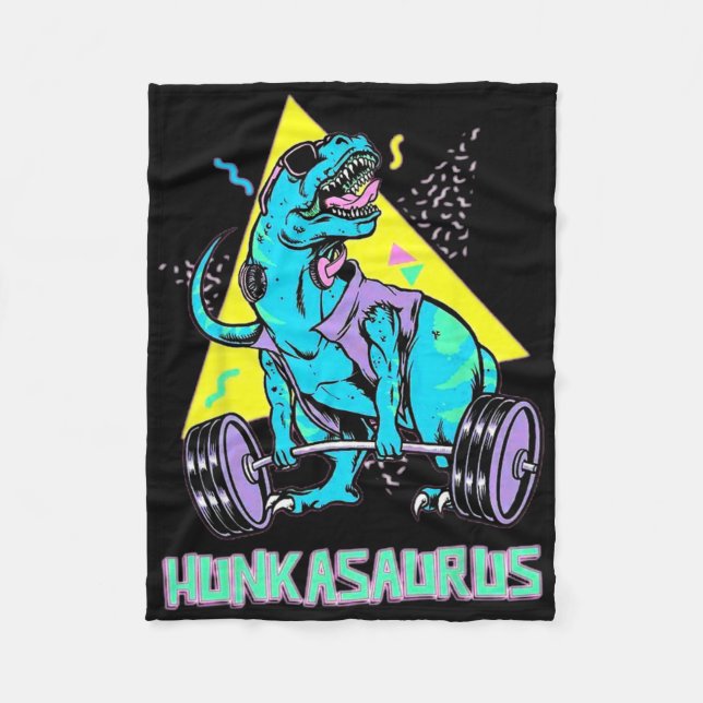 Hunkasaurus Weightlifting Bodybuilding Gym Workout Fleece Blanket (Front)