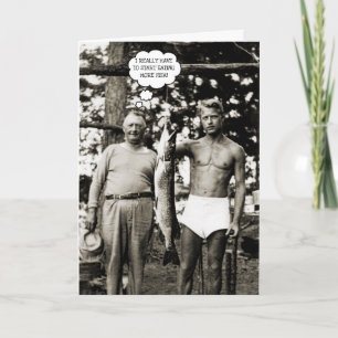 HUNKY FISHERMAN FISHING VINTAGE PHOTO FUNNY CARD