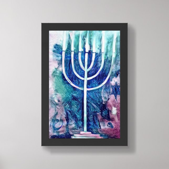 Hunnukah Menorah for the holidays Framed Art (Framed Front)