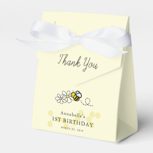 Hunny Bee Daisy Floral Yellow Girl Birthday Favor Boxes