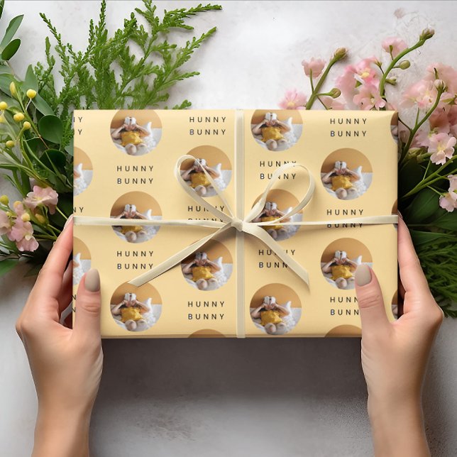  Hunny Bunny Photo Easter Orange | Personalized  Wrapping Paper (Creator Uploaded)