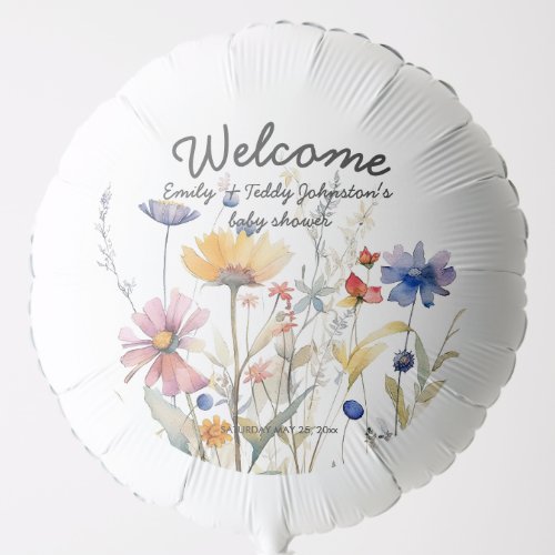 Hunny Watercolor Wildflower Welcome Balloon