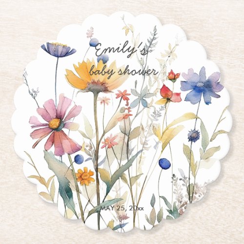 Hunny Wildflower Baby Shower Paper Coaster