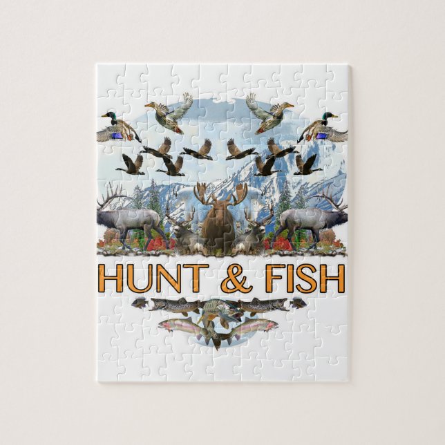 Hunt and fish jigsaw puzzle (Vertical)