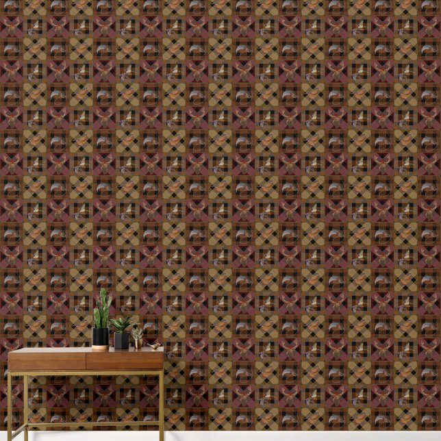 Hunt Club Plaid With Wildlife Game Wallpaper (Hallway)