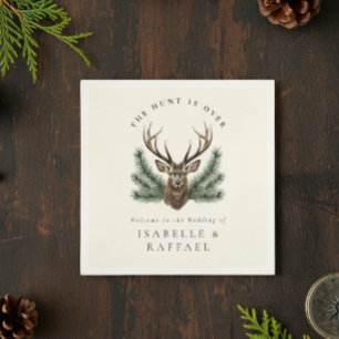 Hunt Is Over Elegant Antler Deer Stag Head Wedding Napkins