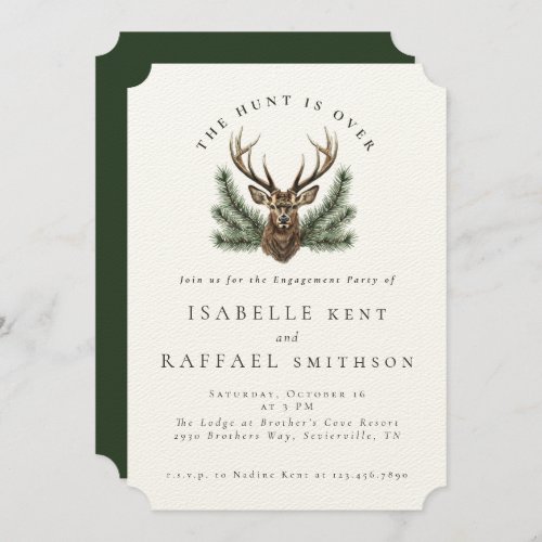 Hunt Is Over Elegant Antlers Deer Stag Engagement  Invitation