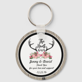 "Hunt is Over" Personalized Key Ring Wedding Favor