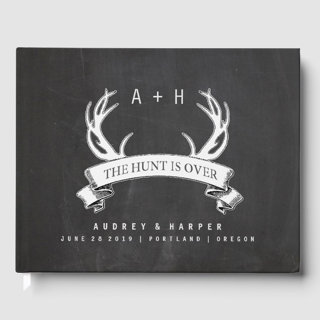Hunt is Over Personalized Wedding Guest Book (Front)