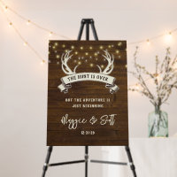"Hunt is Over" Rustic Antler Strings Light Wedding