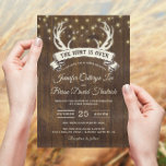 "Hunt is Over" Rustic Antler Strings Light Wedding Invitation