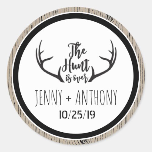 Hunt is Over Rustic Barnwood Save The Date Seal