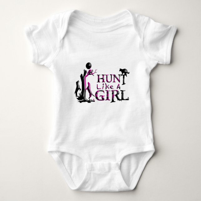 HUNT LIKE A GIRL COON HUNTING BABY BODYSUIT (Front)