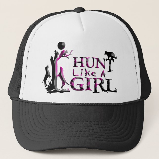 HUNT LIKE A GIRL COON HUNTING TRUCKER HAT (Front)