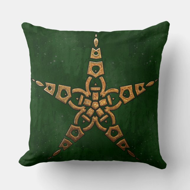 Hunter and Gold Celtic Throw Pillow (Front)