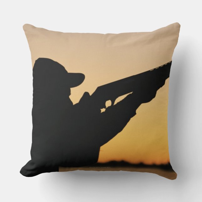 Hunter and Gun Throw Pillow (Front)