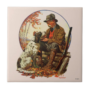 Hunter and Spaniel Ceramic Tile
