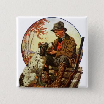 Hunter And Spaniel Pinback Button by PostSports at Zazzle