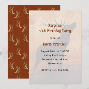Hunter Antlers Deer Birthday Party Invitation