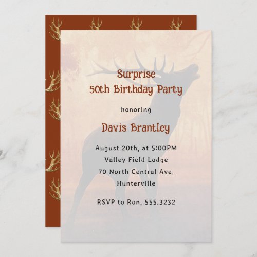 Hunter Antlers Deer Birthday Party Invitation