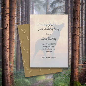 Hunter Antlers Deer Birthday Party Invitation by BlueHyd at Zazzle