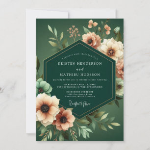 Hunter Apricot Artistic Wedding Invitation
