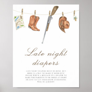 Hunter baby shower - Late night diapers game Poster