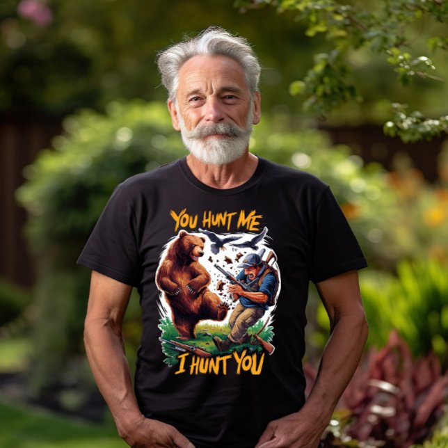 Hunter Becomes Hunted Bear hunting humorous T-Shirt (Creator Uploaded)