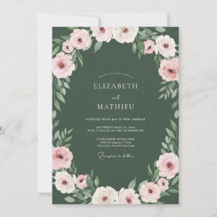 Hunter Blush Wreath Wedding Invitation
