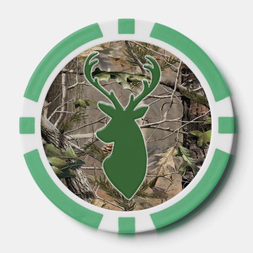 Hunter camo deer head poker chip