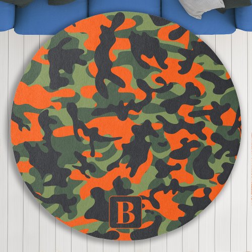 Hunter Camo Personalized Monogram Camouflage Outdoor Rug