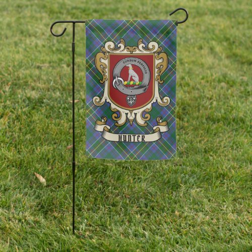 Hunter Clan Badge  Tartan Personalized  Garden Flag