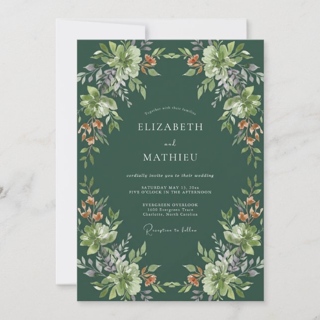 Hunter Copper Leafy Wedding Invitation (Front)