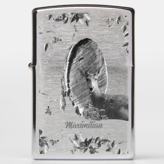 Hunter Country Wood Knot Buck Deer Zippo Lighter (Front)