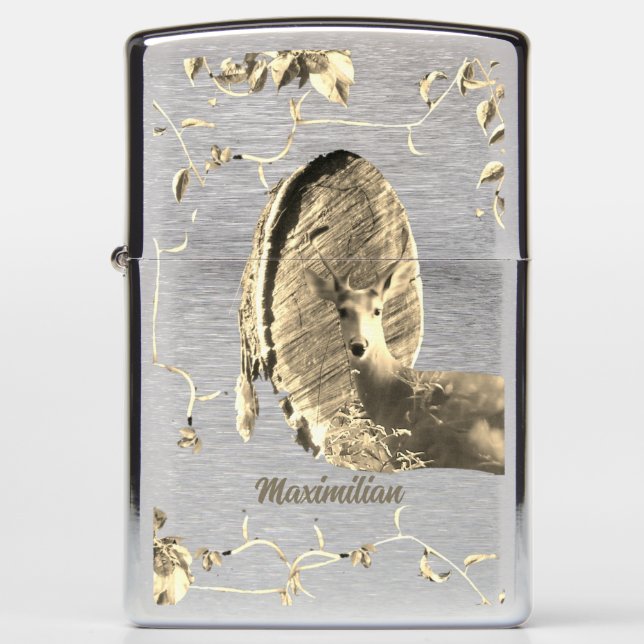 Hunter Country Wood Knot Buck Deer Zippo Lighter (Front)