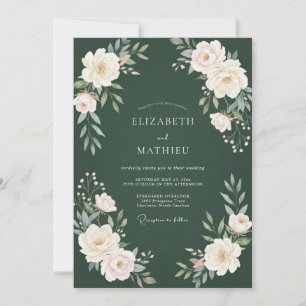 Hunter Cream Peony Wedding Invitation