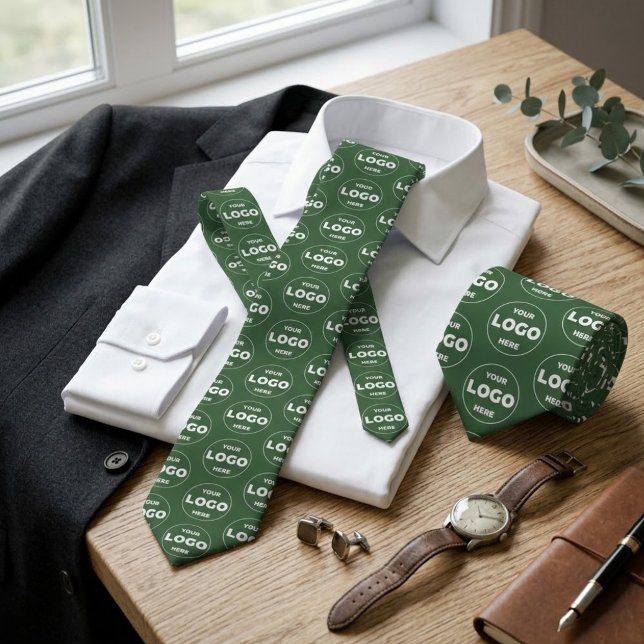Hunter Custom Logo Repeat Pattern Professional Neck Tie (Hunter / Forest Green Custom Logo Repeat Pattern Professional Neck Tie)
