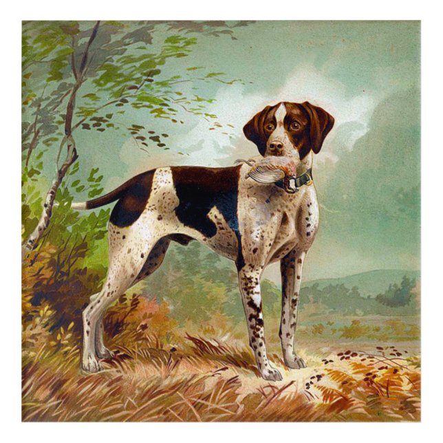 Hunter dog with bird in mouth acrylic print (Front)