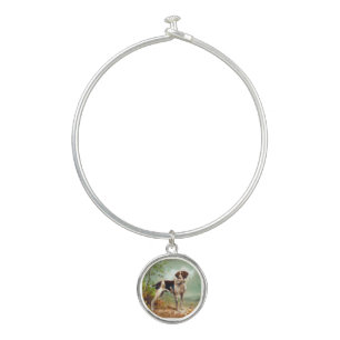 Hunter dog with bird in mouth bangle bracelet