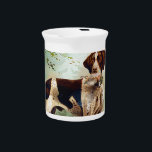 Hunter dog with bird in mouth beverage pitcher<br><div class="desc">Hunter dog with bird in mouth. Colorful vintage drawing. Retriever with colorful hunter fur</div>