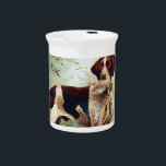 Hunter dog with bird in mouth beverage pitcher<br><div class="desc">Hunter dog with bird in mouth. Colorful vintage drawing. Retriever with colorful hunter fur</div>