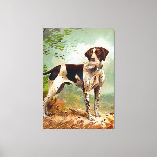 Hunter dog with bird in mouth canvas print