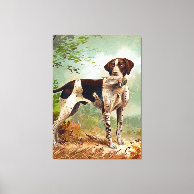 Hunter dog with bird in mouth canvas print (Front)