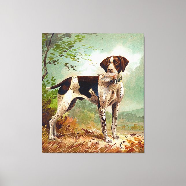 Hunter dog with bird in mouth canvas print (Front)