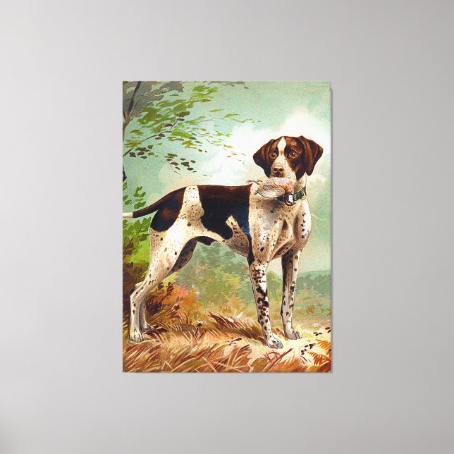 Hunter dog with bird in mouth canvas print (Front)