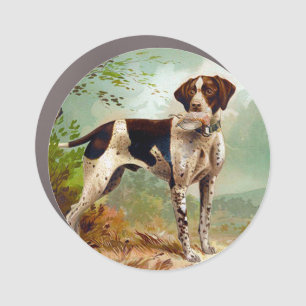 Hunter dog with bird in mouth car magnet