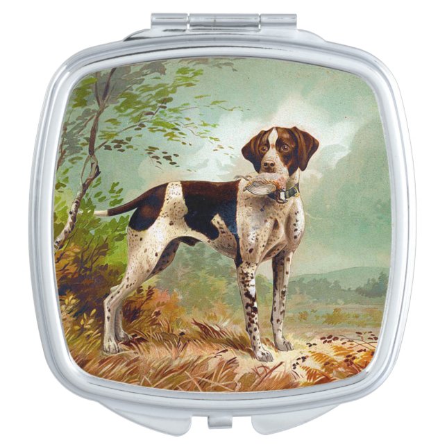 Hunter dog with bird in mouth compact mirror (Front)