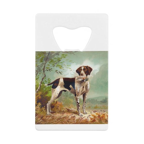 Hunter dog with bird in mouth credit card bottle opener