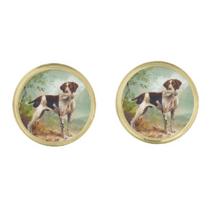 Hunter dog with bird in mouth cufflinks