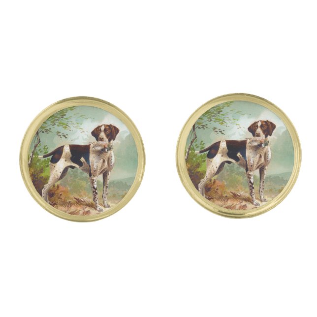 Hunter dog with bird in mouth cufflinks (Front)